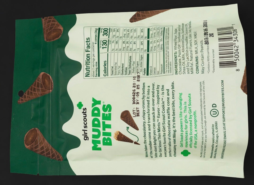 Muddy Bites Girl Scout Thin Mints™ Waffle Cone Snacks – Minty Chocolate-Filled Bites (2.33 oz)