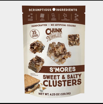 Chunk Nibbles Sweet & Salty Clusters 3-Flavor Assorted 3-Pack Bundle – Strawberry, Peanut Butter Chocolate & S’Mores, 12.75 oz Total.