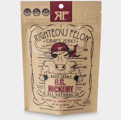Righteous Felon O.G. Hickory Beef Jerky 2oz All Natural Gluten Free
