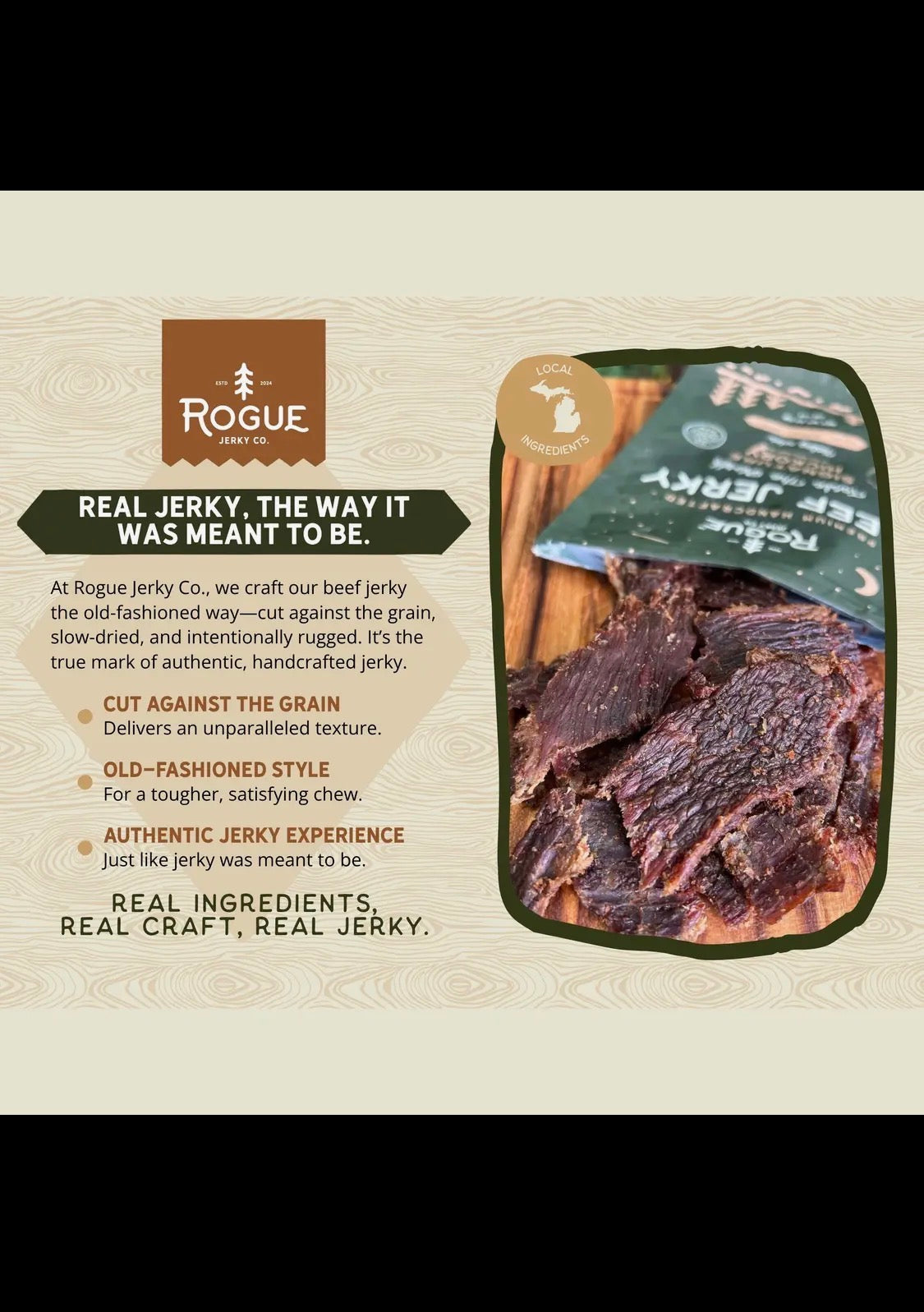 Rogue Beef Jerky, Signature Hickory Flavor, Small Batch, Gluten Free 2 oz package