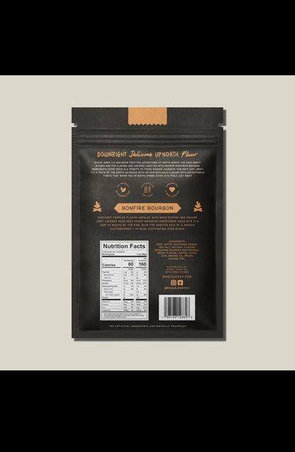 Rogue Beef Jerky, Bonfire Bourbon Flavor, Small Batch, Gluten Free 2 oz package