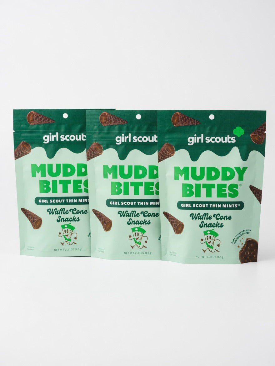 Muddy Bites Girl Scout Thin Mints™ Waffle Cone Snacks – Minty Chocolate-Filled Bites (2.33 oz)