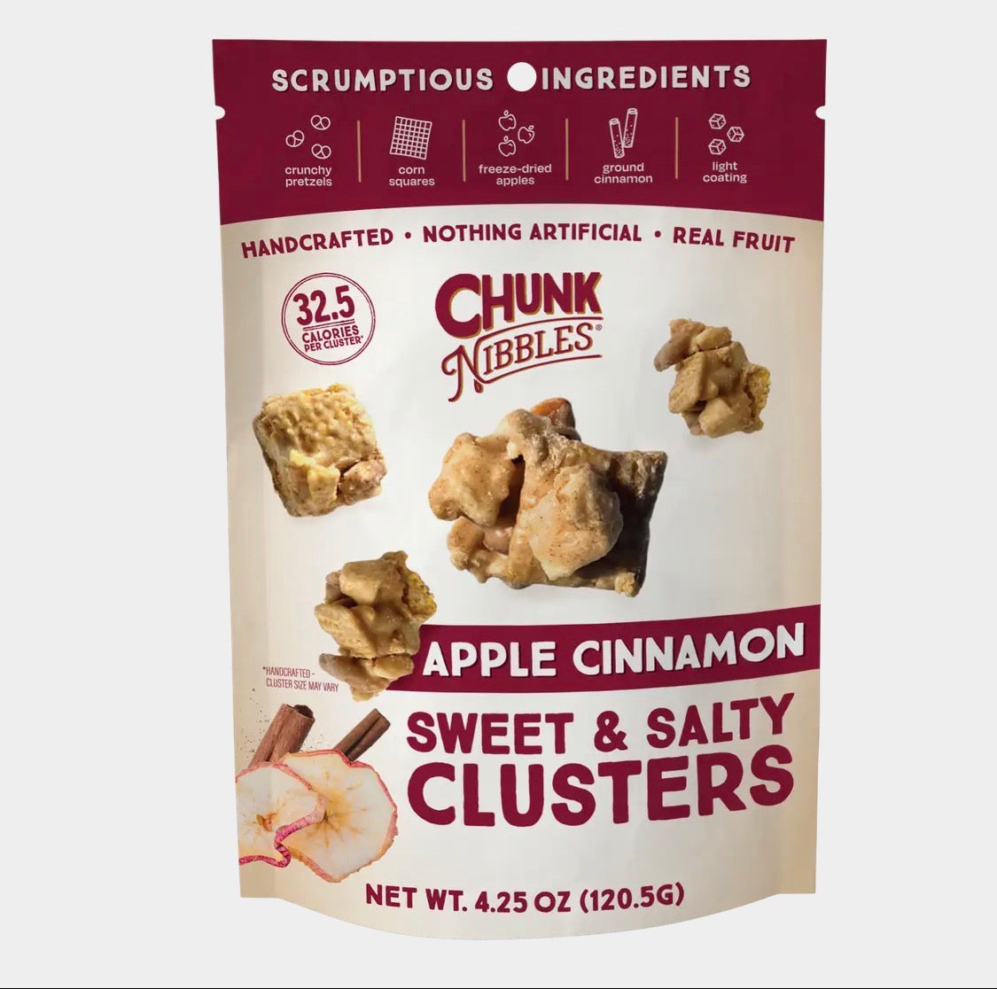 Chunk Nibbles Sweet & Salty Clusters 3-Flavor Assorted Bundle – Toffee, Apple Cinnamon & S’Mores, 12.75 oz Total, Shipping Included