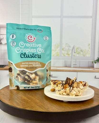 Clusters Original w Peanuts Dark Chocolate, Caramel, Peanuts, & Sea Salt Crispie Mix Clusters