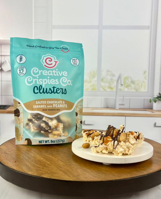 Clusters Original w Peanuts Dark Chocolate, Caramel, Peanuts, & Sea Salt Crispie Mix Clusters
