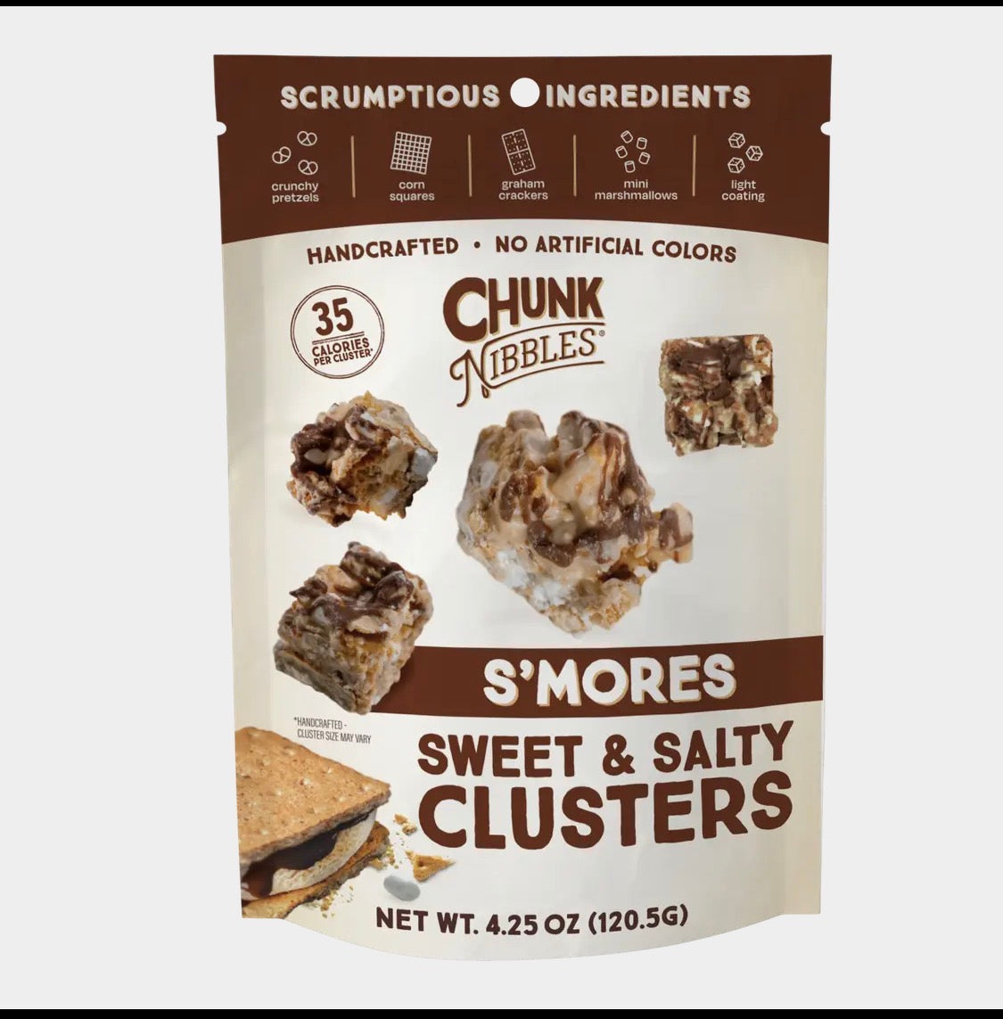 Chunk Nibbles Sweet & Salty Clusters 3-Flavor Assorted Bundle – Toffee, Apple Cinnamon & S’Mores, 12.75 oz Total, Shipping Included