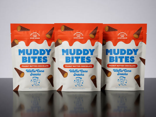 Muddy Bites Peanut Butter Chocolate Waffle Cone Snacks – 2.33 oz Bag
