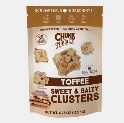 Chunk Nibbles Sweet & Salty Clusters 3-Flavor Assorted Bundle – Toffee, Apple Cinnamon & S’Mores, 12.75 oz Total, Shipping Included