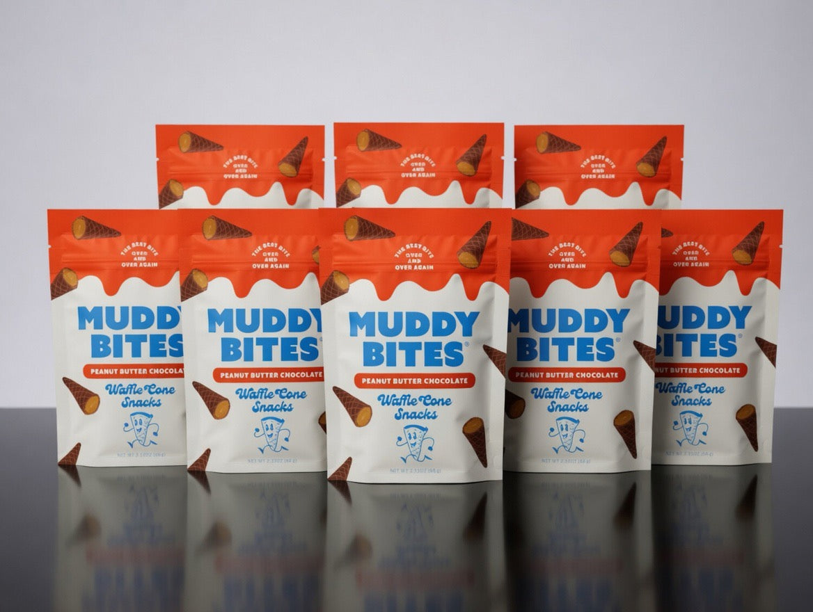 Muddy Bites Peanut Butter Chocolate Waffle Cone Snacks – 2.33 oz Bag