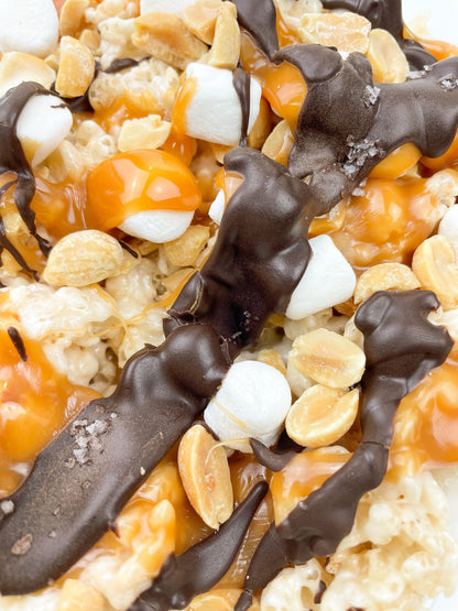 Clusters Original w Peanuts Dark Chocolate, Caramel, Peanuts, & Sea Salt Crispie Mix Clusters